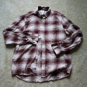 H&M Men's Casual Button Down Shirt - Red and White Plaid